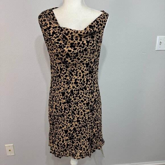 Reformation Kristine Women's Asymmetrical Neckline Leopard Print Mini Dress 10 - Picture 1 of 12